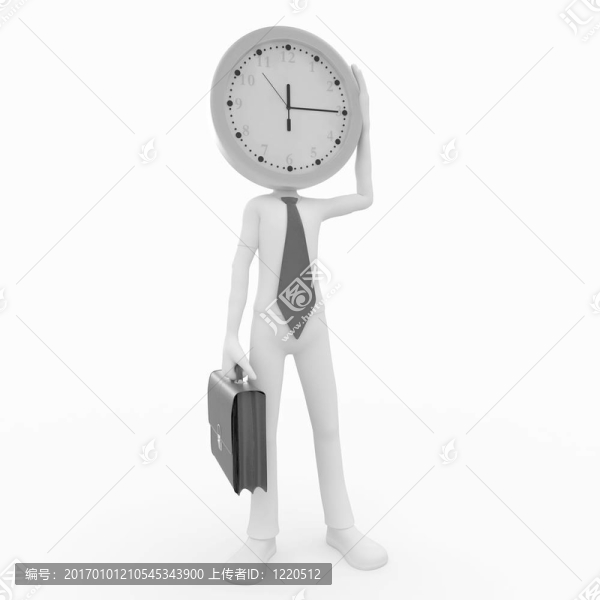 三維商務(wù)人與時鐘