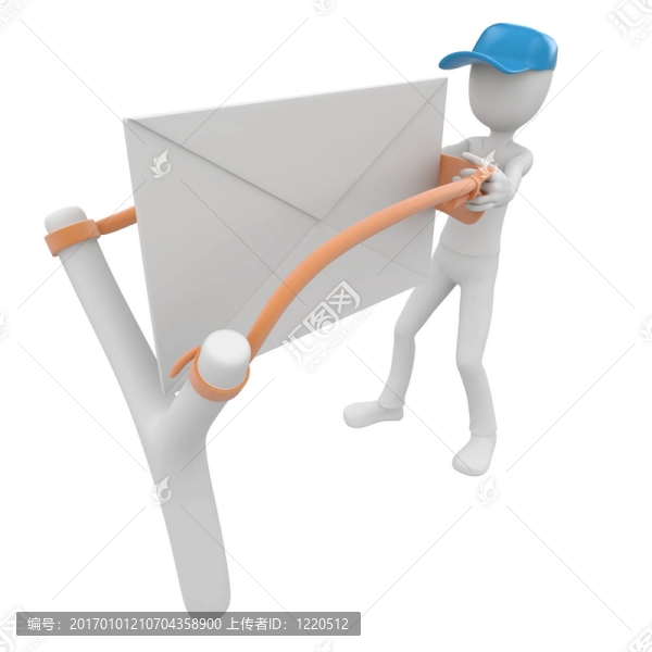 3D男子帖子與信封