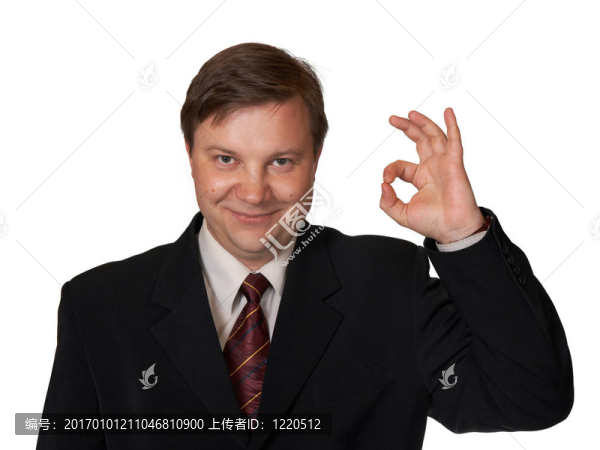 商人舉起一個確定的標(biāo)志