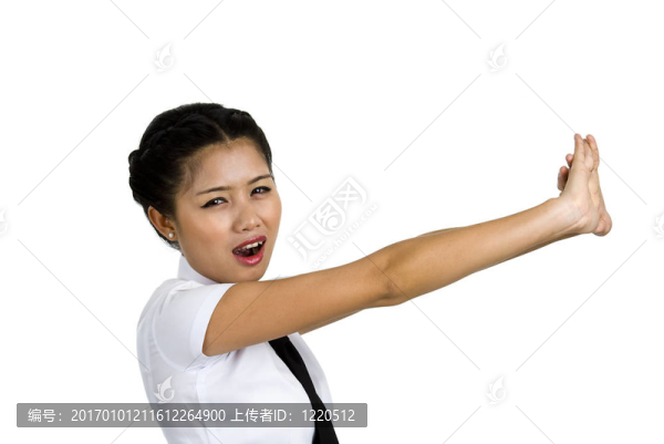 年輕女商人打哈欠