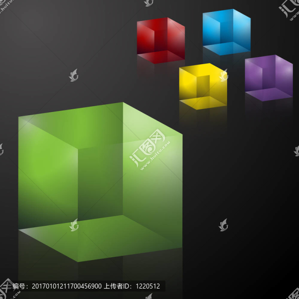 彩色透明三維立方體