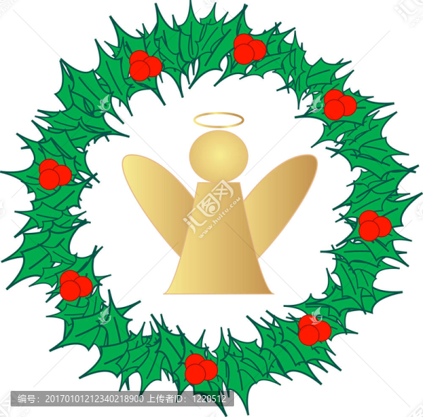 被Holly,Wreath包圍的金色天使