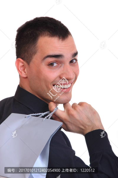 快樂購(gòu)物男人。