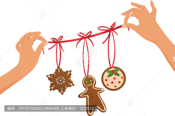 手里拿著圣誕花環(huán)