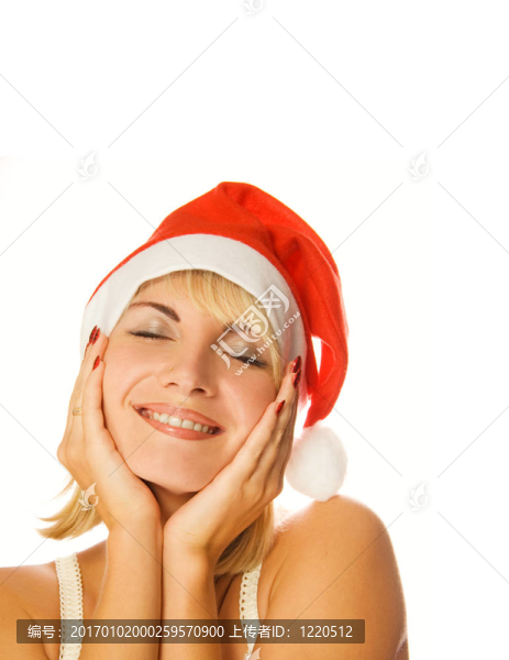 Santa夫人夢(mèng)見(jiàn)圣誕禮物孤立在白色背景