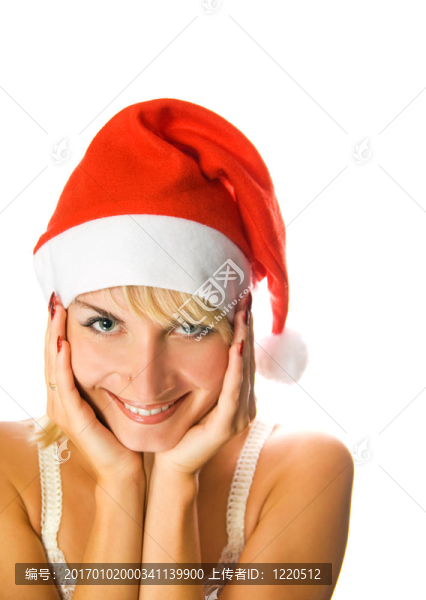 Santa夫人夢(mèng)見(jiàn)圣誕禮物孤立在白色背景