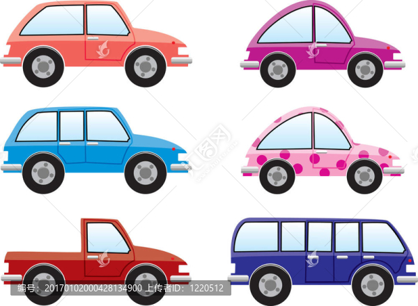 一組五顏六色的汽車