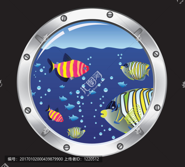 舷窗和五顏六色的魚