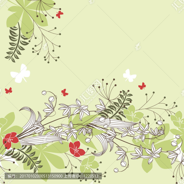 森林花卉無縫模式