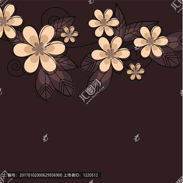 深色背景上的花朵和葉子