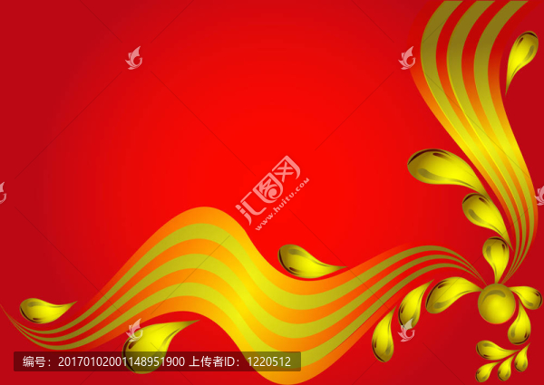 金色波浪背景和紅色下降