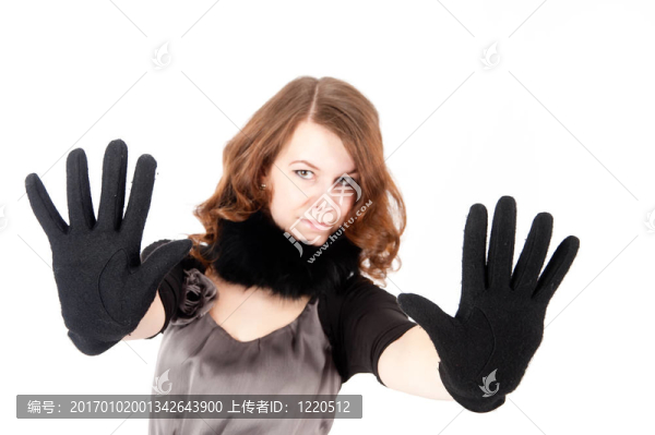 漂亮女人展示停止手勢