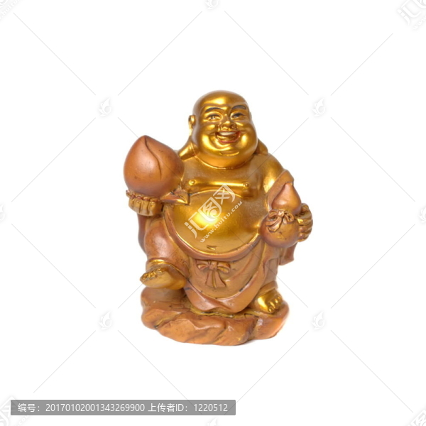 一個微笑的金色如來佛祖雕像