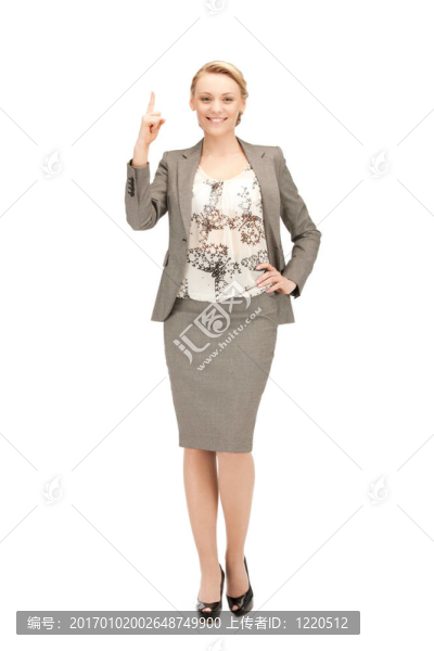 女人用手指向上