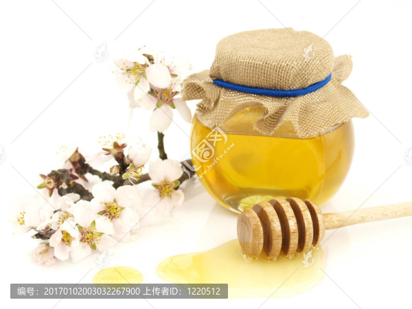 罐子里的蜂蜜；花和蜂蜜