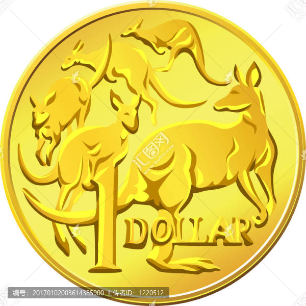 的坎戈路澳大利亞貨幣；圖像黃金美元