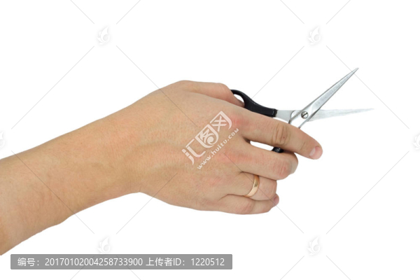 用剪頭發(fā)的手；在白色上隔離