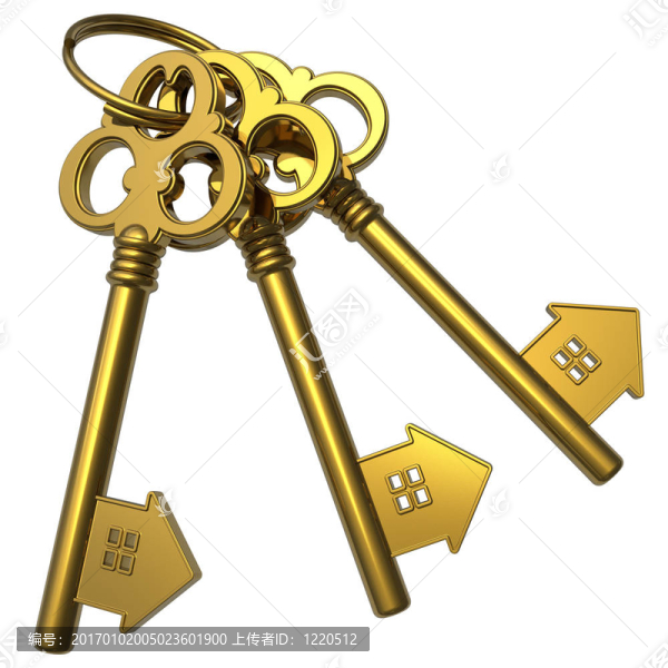 一堆金色房子形狀鑰匙