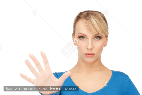 女人做停止手勢