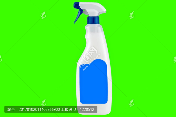 具有藍色元素的白色噴霧洗滌劑瓶