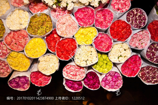 在flowermarket玫瑰；曼谷的清晨