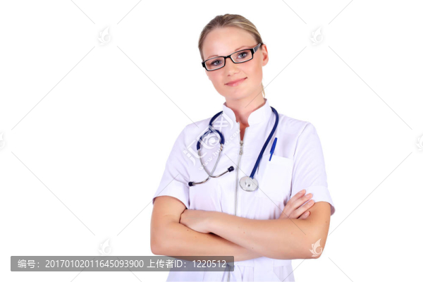 年輕的女醫(yī)生用聽診器