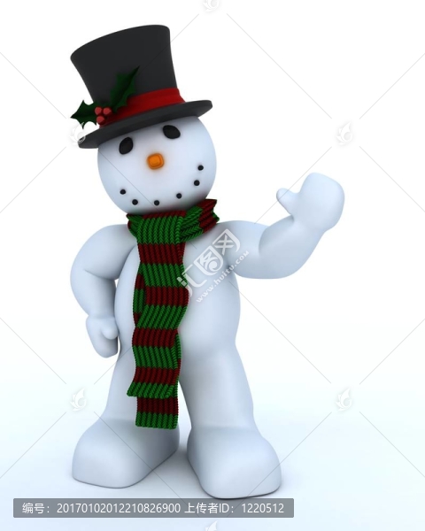 戴帽子和圍巾的雪人