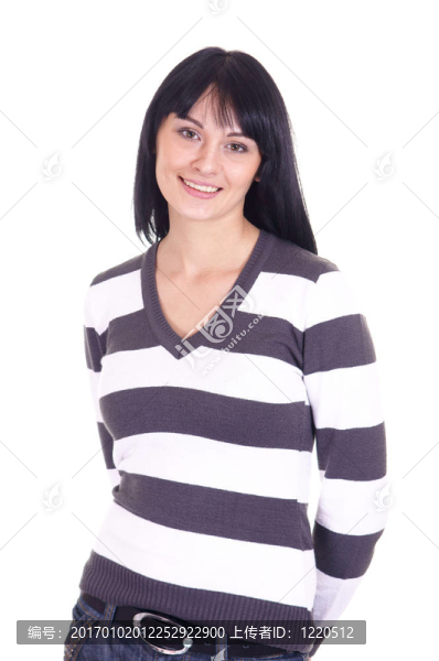 穿條紋襯衫的女孩