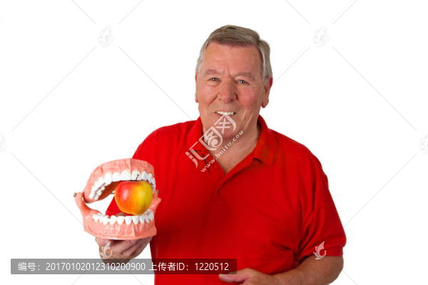 高級男與牙齒模型