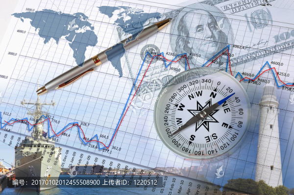 金融圖表與背景燈塔