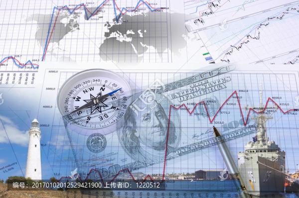 金融圖表與背景燈塔