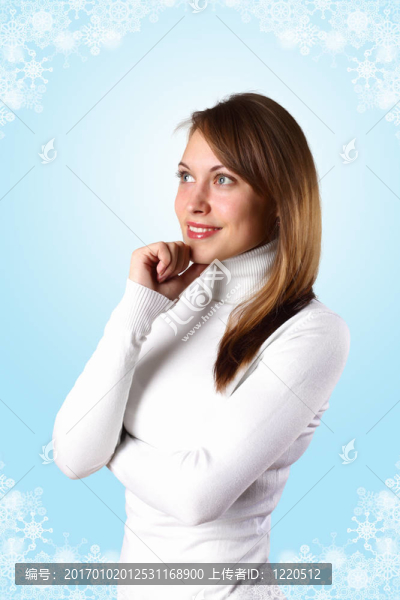 穿白毛衣的少女