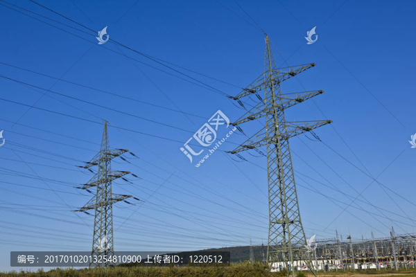 電廠在美麗多彩的草地