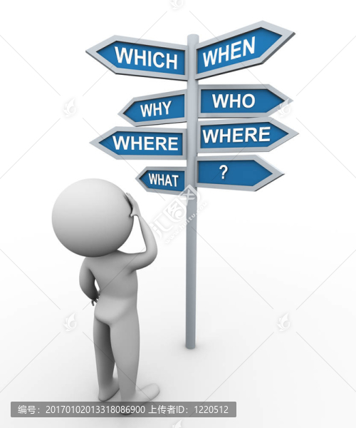 三維人和疑問(wèn)詞的路標(biāo)