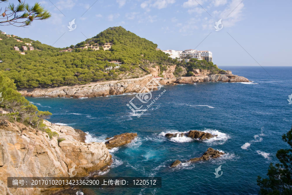 美麗的布拉瓦海岸的海岸線；西班牙