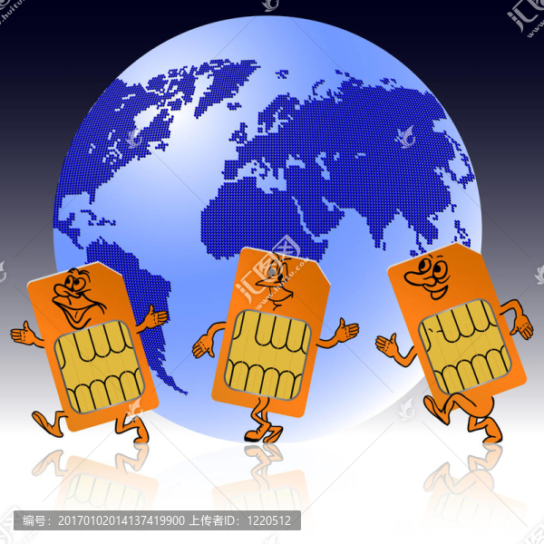 地球儀用SIM卡以小人物的形式