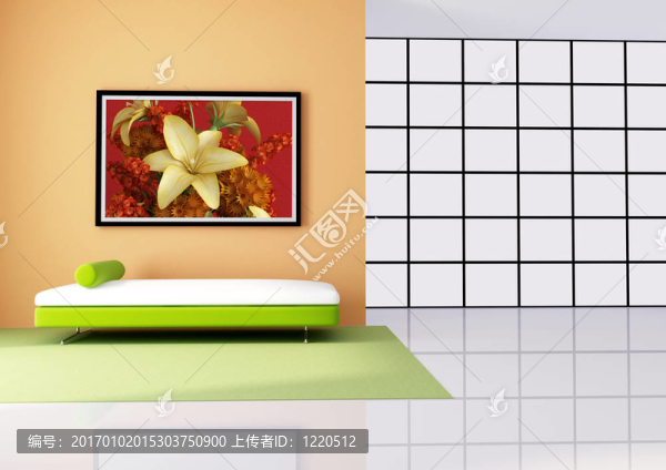 紅色白色和橙色簡(jiǎn)約客廳