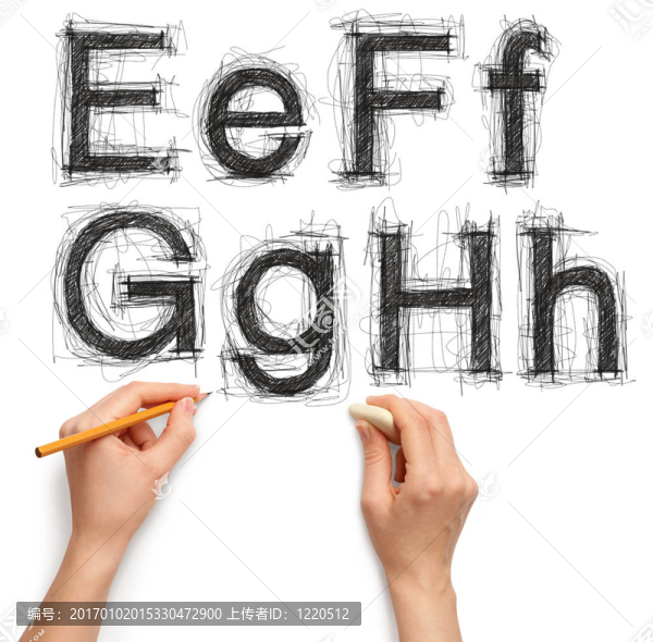 用鉛筆和鉛筆素描字母和數(shù)字