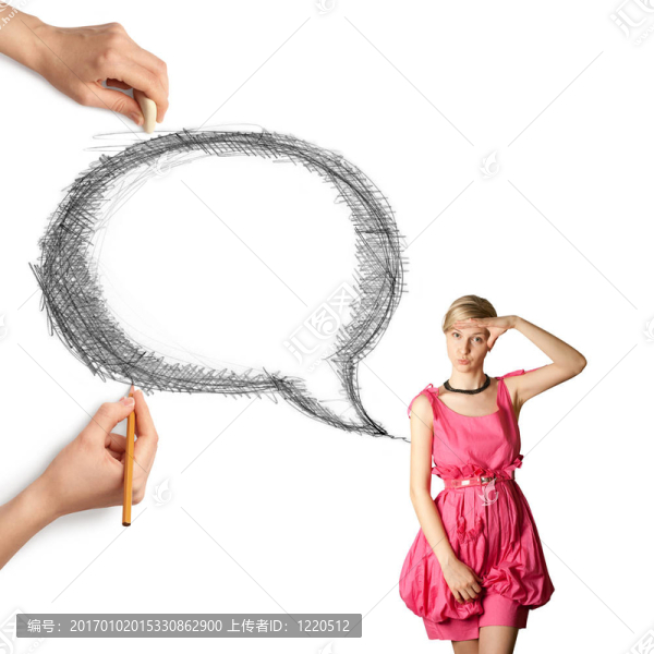 人的手與語言泡沫和女人
