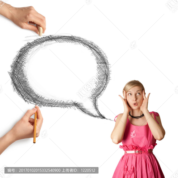 人的手與語言泡沫和女人