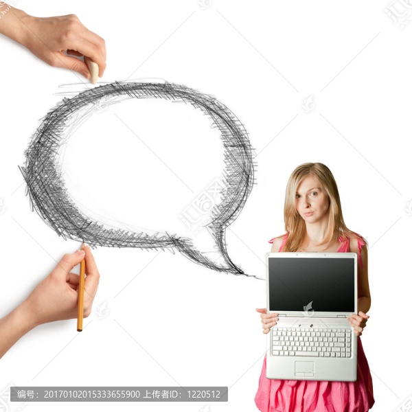 人的手與語言泡沫和女人