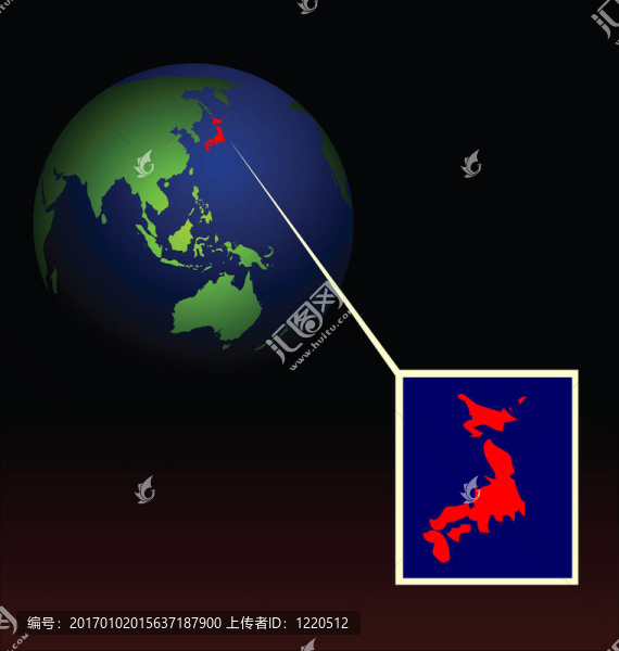 在日本，在核電站放射性損傷后的全球生物插圖