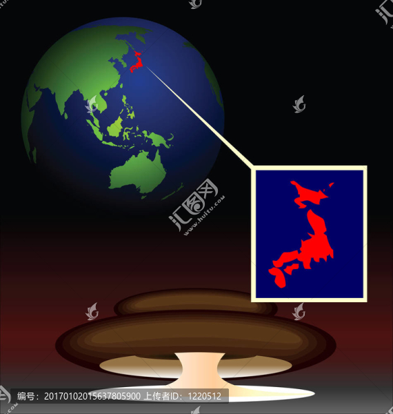 在日本，在核電站放射性損傷后的全球生物插圖