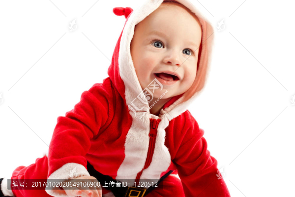 嬰兒在白色背景的圣誕服裝