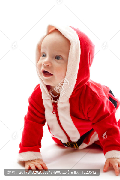 嬰兒在白色背景的圣誕服裝