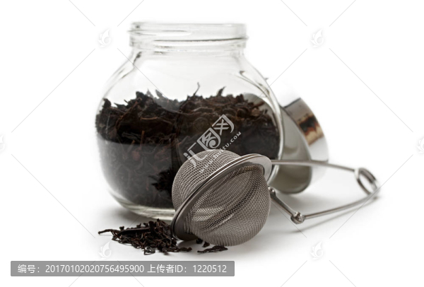 茶和茶濾網(wǎng)的玻璃容器