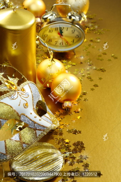 金色圣誕節(jié)靜物。
