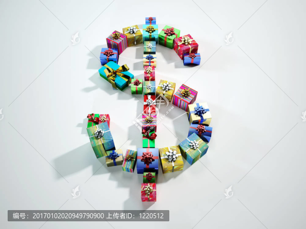 美元標(biāo)志；由許多禮物