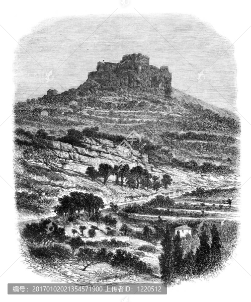 凱呂斯巖；在圣affrique（時）；老式刻插圖。該公司pittoresque,1875