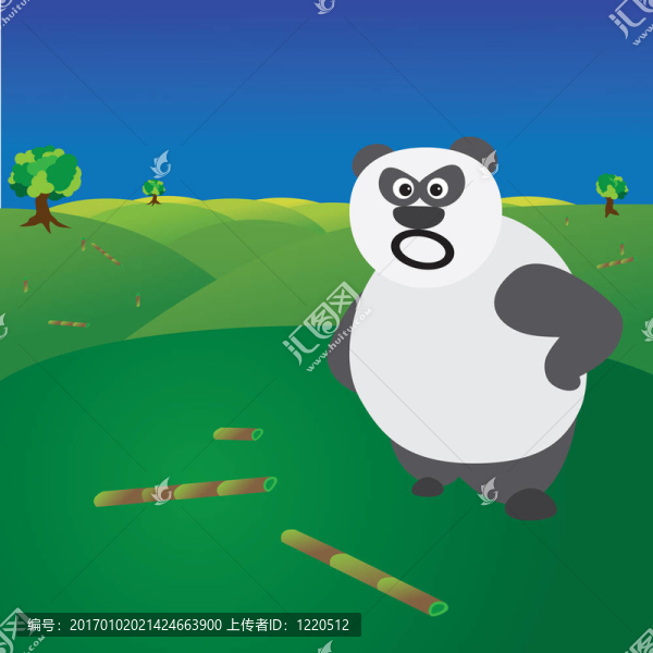 砍伐森林概念顯示生氣熊貓沒有食物